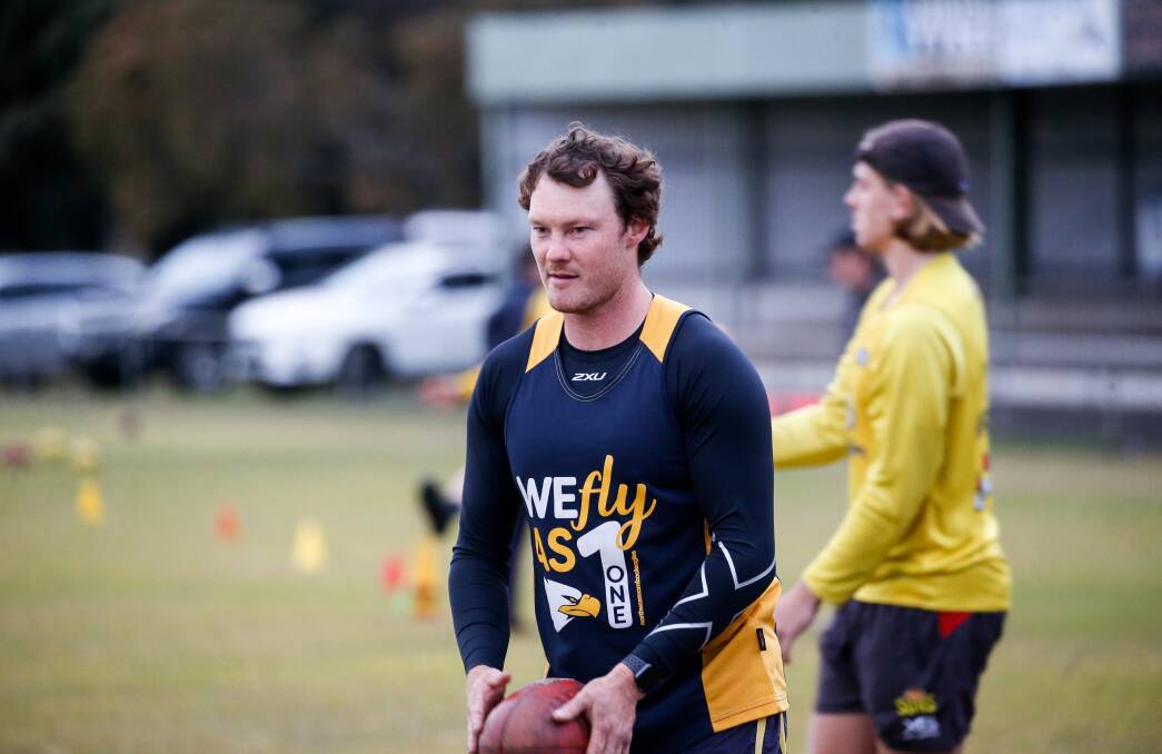 Tom James, pictured in 2022, is returning to North Warrnambool Eagles after a season away. Picture by Anthony Brady 