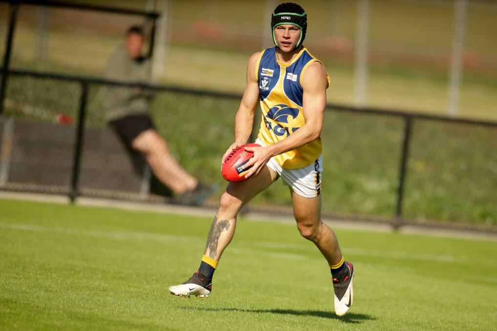DAMAGING: Dion Johnstone kicked five goals for North Warrnambool Eagles. Picture: Chris Doheny 
