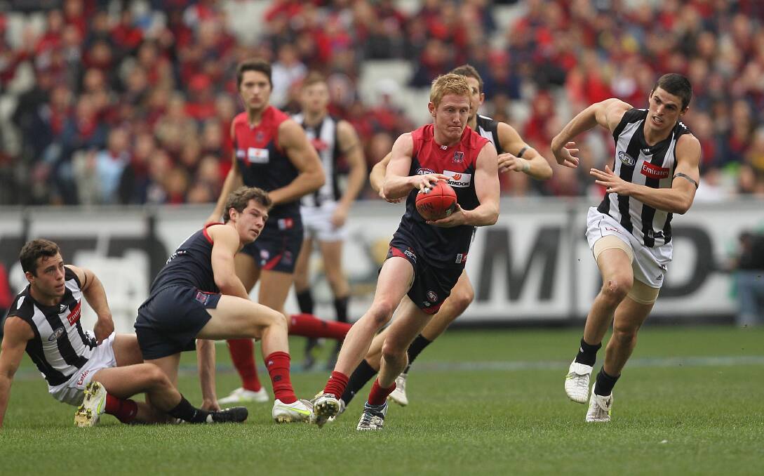 FIELD OF DREAMS: Terang Mortlake export Jordie McKenzie, pictured in 2011, played 79 AFL games for Melbourne. He is hoping the Demons can break a 57-year premiership drought on Saturday night. Picture: Getty Images 
