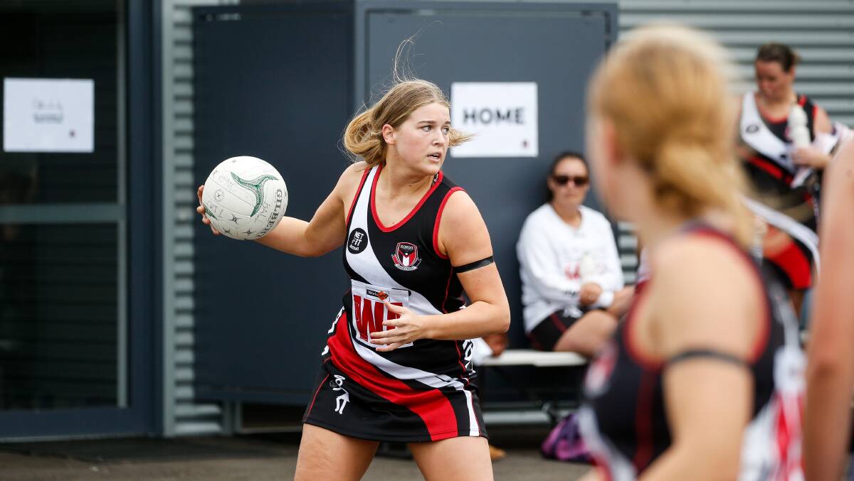 BUSY: Layla Monk played her part in Koroit's convincing round one win. Picture: Anthony Brady 