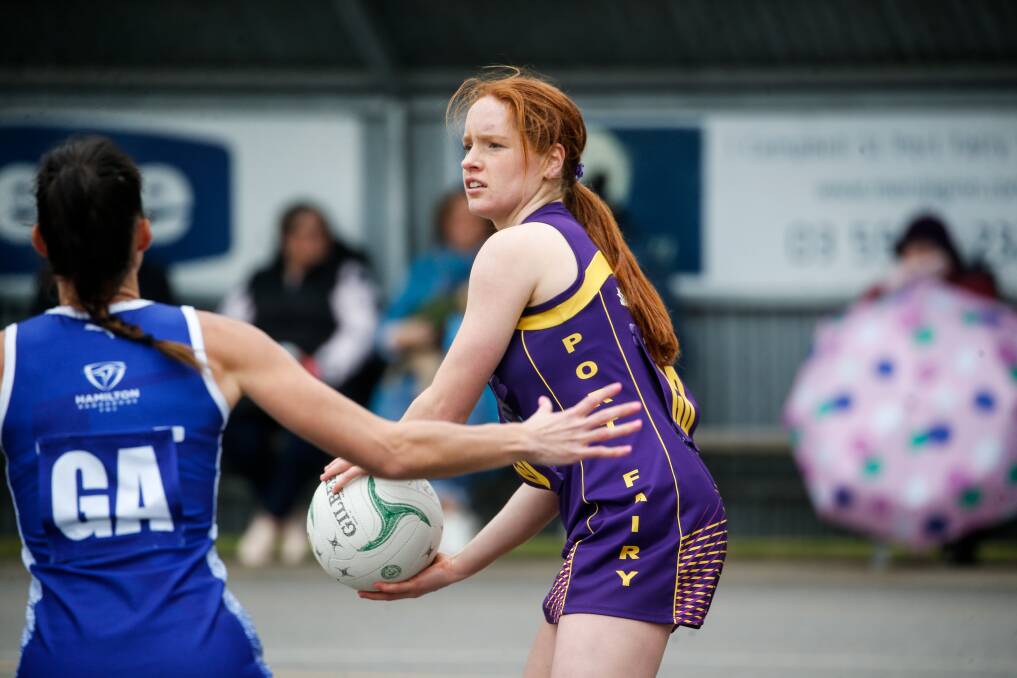 LEARNING: Maddie Green is part of Port Fairy's young netball team. Picture: Anthony Brady 