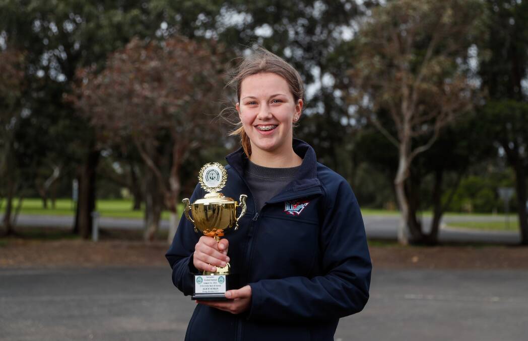 BLOOD PUMPED: Terang Mortlake's Alice Suhan was joint winner of the Hampden league 15 and under netball award. Picture: Morgan Hancock 