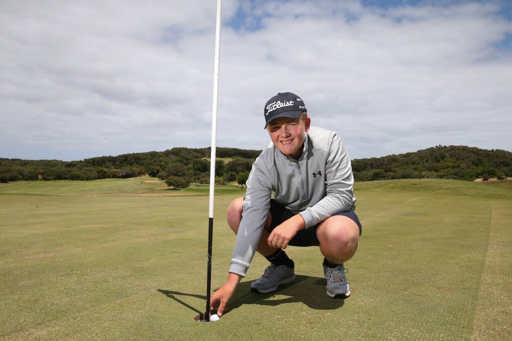 PARTY TRICK: Warrnambool teenager Joseph Brown, 13, scored his first hole-in-one on Thursday. It was on the par-three ninth hole at his home course. Picture: Mark Witte