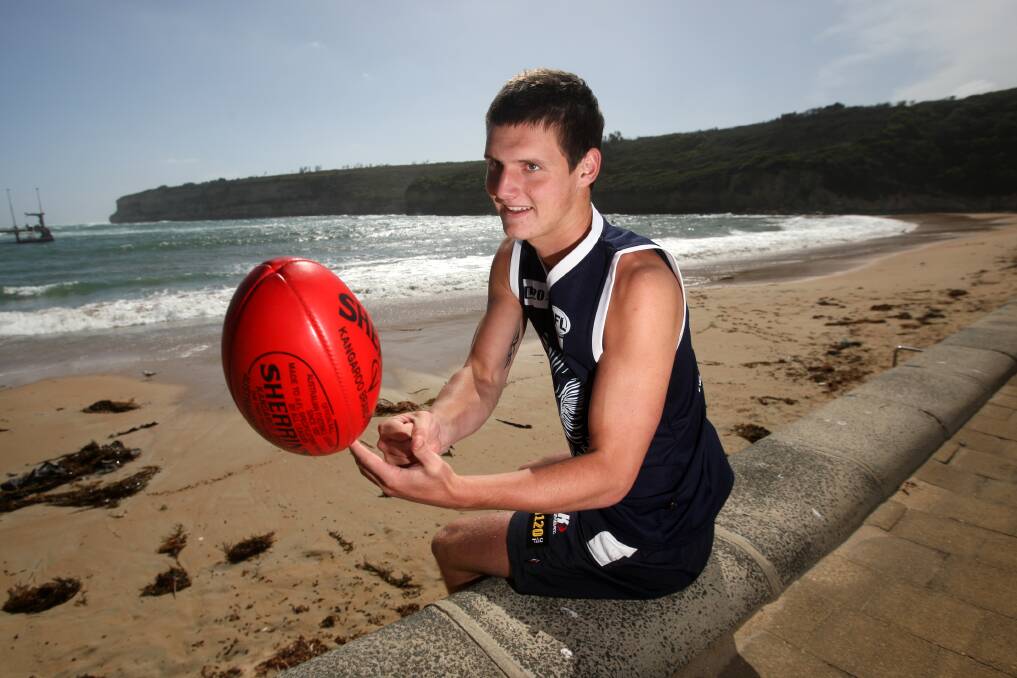 WHERE IT ALL BEGAN: Luke Thompson at Port Campbell in 2009 ahead of the AFL draft. 