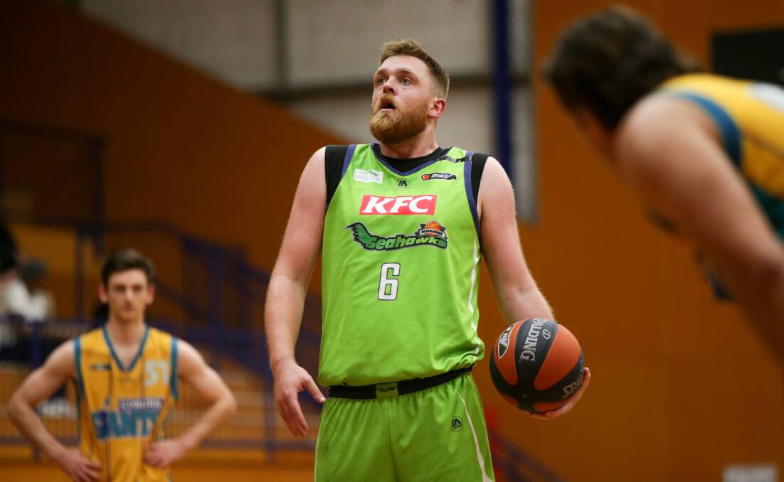 FOCUSSED: Sam Byron at the free-throw line for Warrnambool Seahawks. Picture: Chris Doheny 