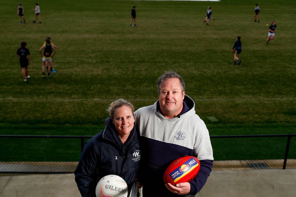 FILED OF DREAMS: Rhianna and Ash Burns will coach netball and football teams on Hampden league junior grand final day. Picture: Chris Doheny 