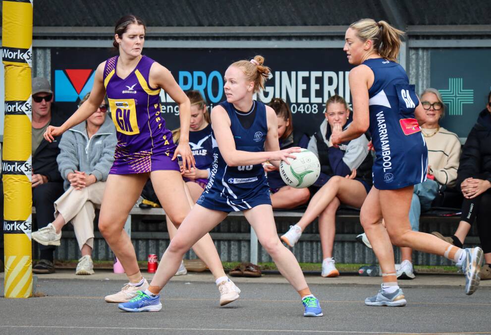 Warrnambool goal shooter Carly Peake in action against Port Fairy. Picture by Justine McCullagh-Beasy 