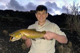 Austin Walpole with a nice trout. Picture supplied 