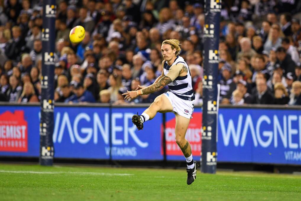 CATS GOT THE CREAM: Geelong's Tom Stewart was drafted via the VFL and is now an AFL All-Australian defender. Picture: Morgan Hancock