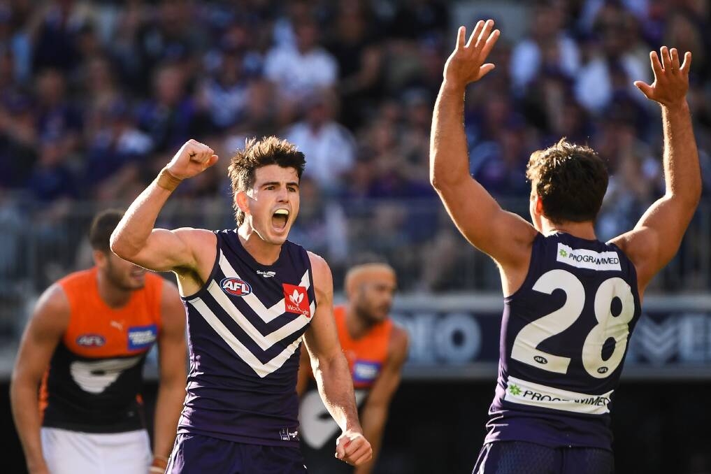 PURPLE ARMY: Andrew Brayshaw is part of Fremantle's emerging midfield. Picture: Getty Images 