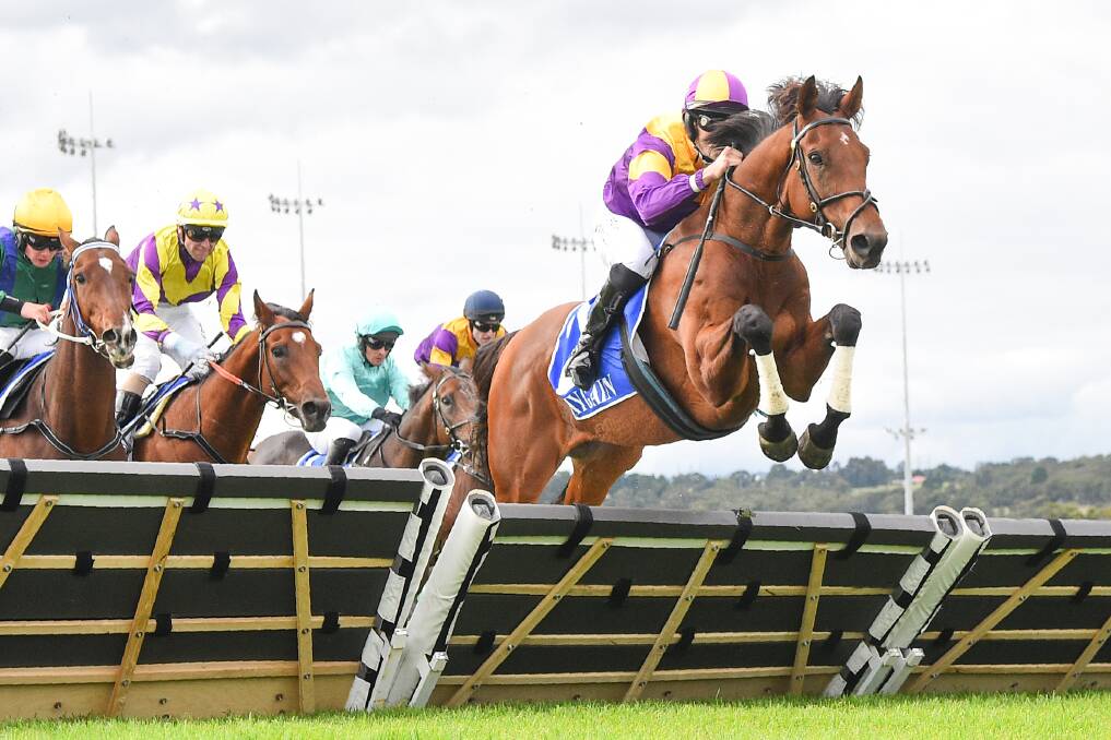 JUMPING FOR JOY: Braidon Small in action at Pakenham on Sunday. Picture: Pat Scala/Racing Photos 