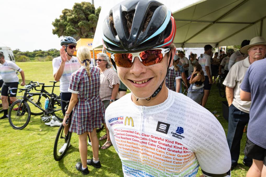 Port Fairy teenager James Verhoef, 15, took part in the Big Ride for a Big Life journey from Melbourne to Warrnambool. Picture by Sean McKenna 