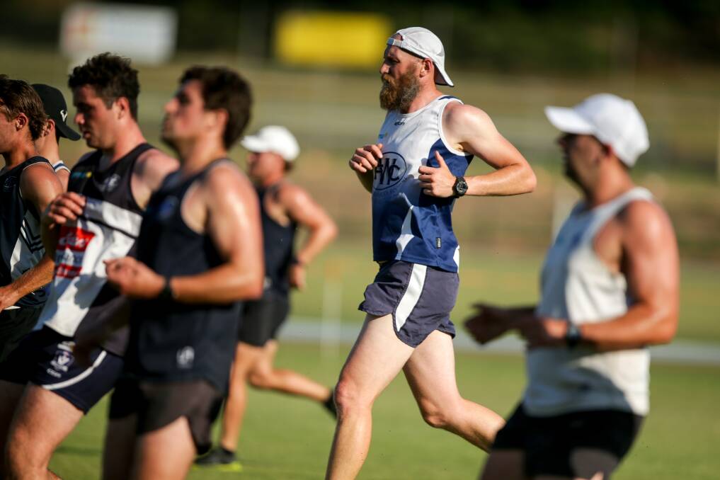 HARD YARDS: Dan Weymouth on the training track during Blues' pre-season. Picture: Chris Doheny 