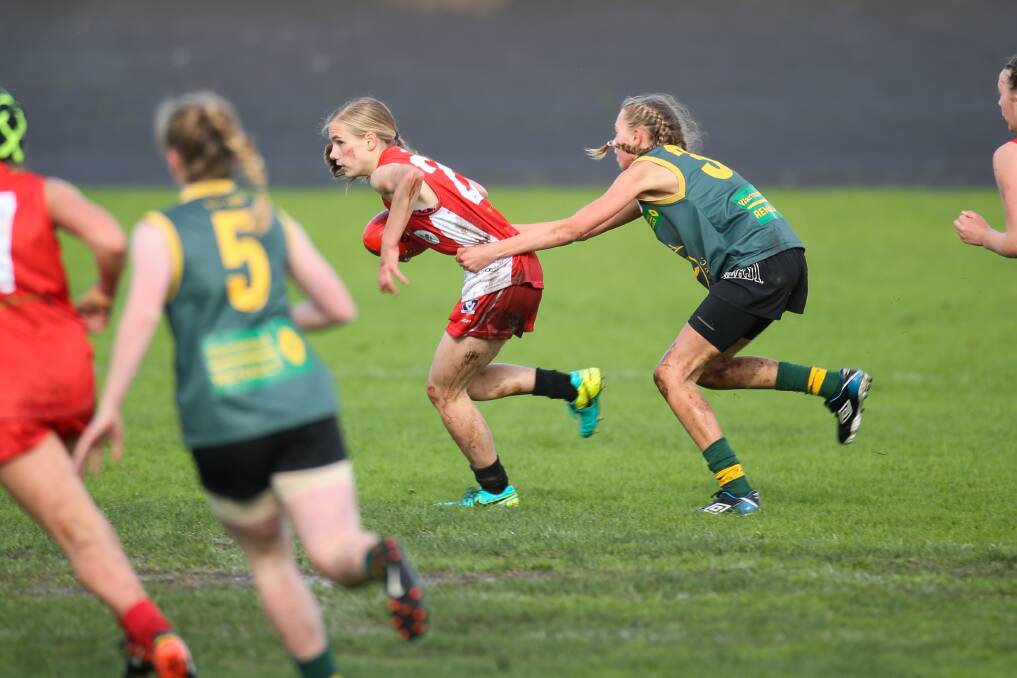 ON THE BURST: Renee Saulitis in action for South Warrnambool during an under 18 girls match in 2017. 
