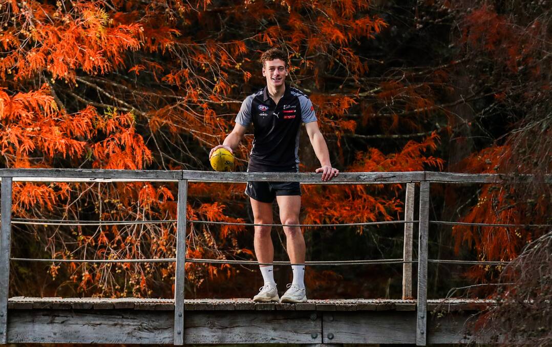 HOME SWEET HOME: GWV Rebels footballer Josh Rentsch in the Penshurst gardens. He grew up on a farm 10 minutes from town. Picture: Morgan Hancock 