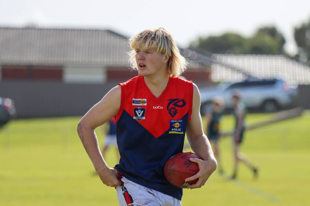 Timboon Demons' Leroy Steere kicked three goals for their under 18 side against Old Collegians on Saturday. Picture by Justine McCullagh-Beasy 