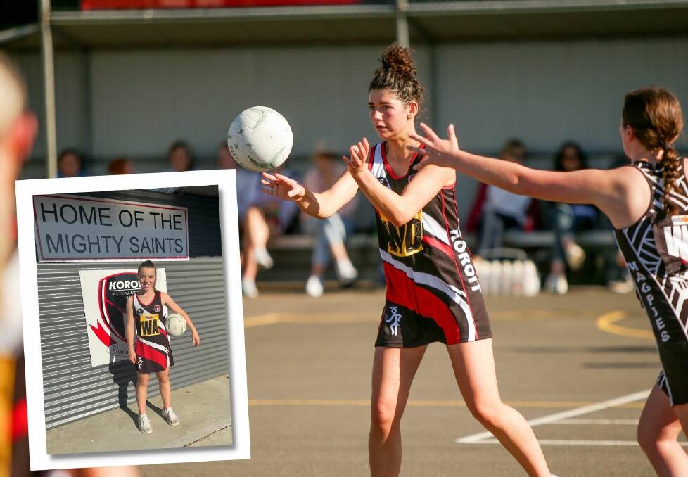 GAME TIME: Shelby O'Sullivan (inset) and Taylah McInerney (main) have earned their chances in Koroit's open netball side. Picture: (main) Chris Doheny 