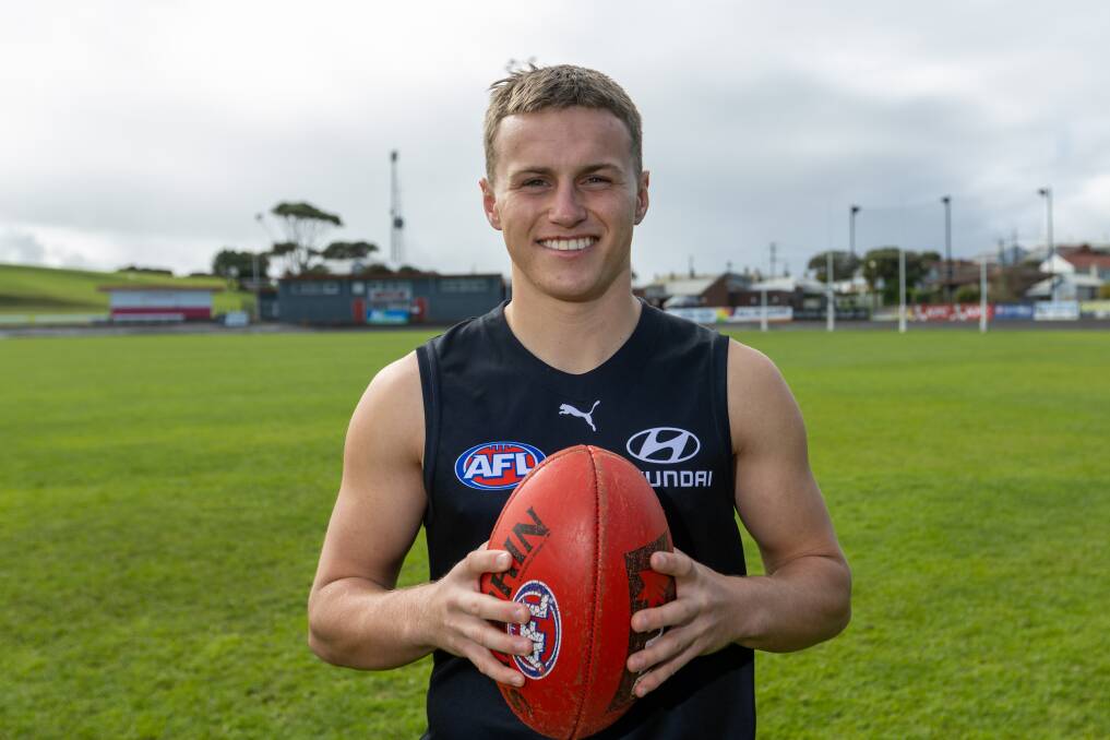 South Warrnambool's Archie Stevens is thriving as a midfielder for Carlton at VFL level. Picture by Eddie Guerrero 