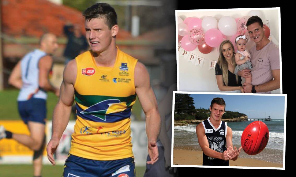 LIFE'S JOURNEY: Luke Thompson captains Woodville-West Torrens in the SANFL, recently celebrated daughter Lacie's first birthday recently with wife Caitlin, grew up in Port Campbell and played for Geelong Falcons as a teenager. 