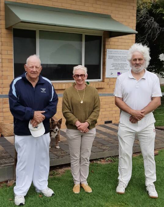 TERRIFIC TRIO: Winners Peter Burke (division two), Diana Sargent (division three) and John Murfett (division one) after their golf croquet success on the weekend. 