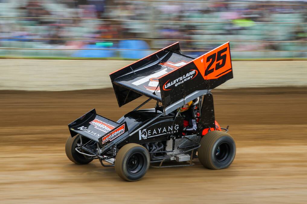REVVED UP: Terang's Jack Lee drives at Premier Speedway during a COVID-19 interrupted season earlier this year. Picture: Morgan Hancock