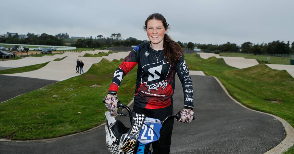 Annika Jephcott will contest the superclass event at the Warrnambool BMX Classic this weekend. Picture by Anthony Brady 