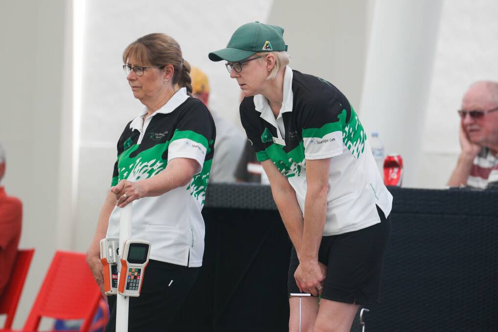 PENNANT: Kate Lloyd (right) has played lawn bowls for seven years. Picture: Morgan Hancock 
