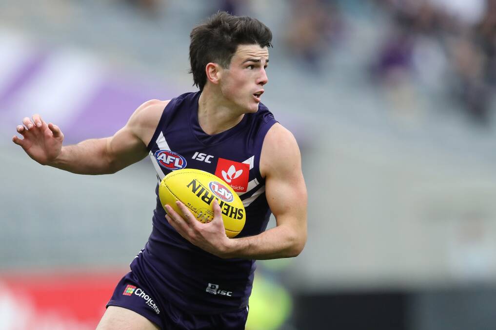 DETERMINED: Andrew Brayshaw is becoming an integral part of Fremantle's midfield. Picture: Getty Images 