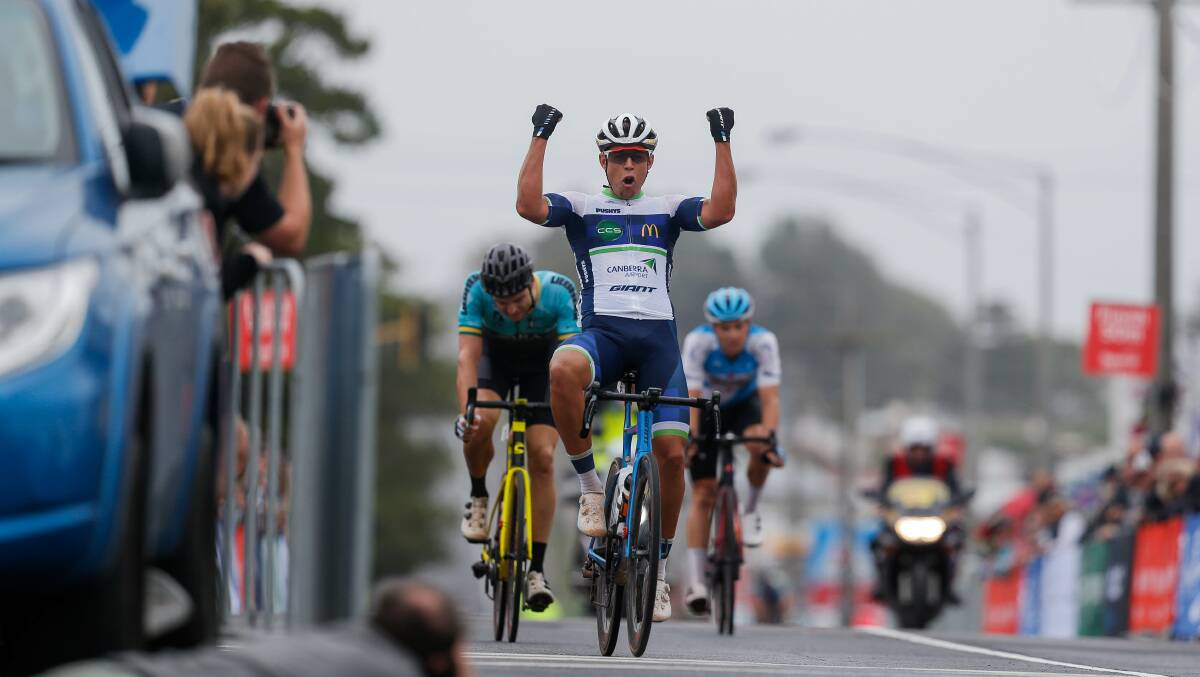 SWEET TASTE OF VICTORY: Brendan Johnston wins the 2020 Melbourne to Warrnambool. Picture: Anthony Brady