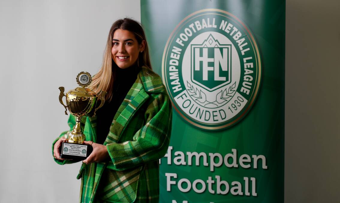IMPRESSIVE: Hampden open netball best and fairest Ally O'Connor with her new silverware. Picture: Morgan Hancock 