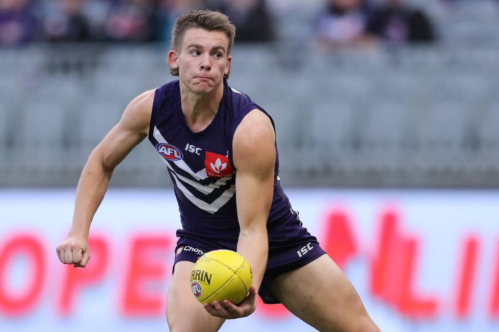 RIGHT AT HOME: First-year Fremantle footballer Caleb Serong has settled in well to the AFL environment. Picture: Getty Images 