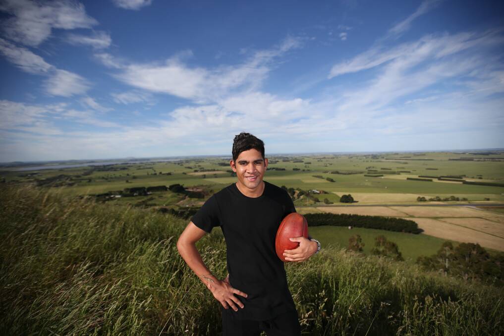 FLASHBACK: A young Cedric Cox pictured on Camperdown's Mount Leura before the 2016 AFL draft. 