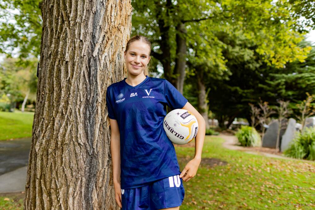 Warrnambool's Eva Ryan, pictured at the botanic gardens, played for Victoria's under-17 netball side. Picture by Anthony Brady 