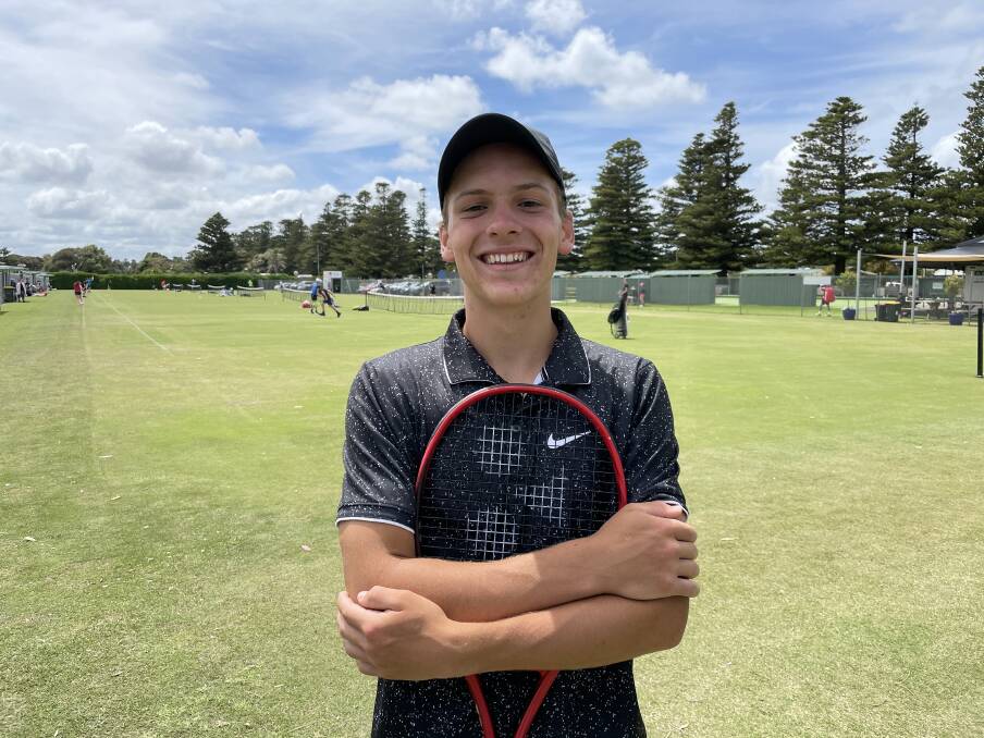 HAPPY PLACE: Wihan Van Der Merwe, 18, lived in Warrnambool until 2015. The Kooyong Tennis Club member is competing in the Warrnambool Grasscourt Open. Picture: Justine McCullagh-Beasy