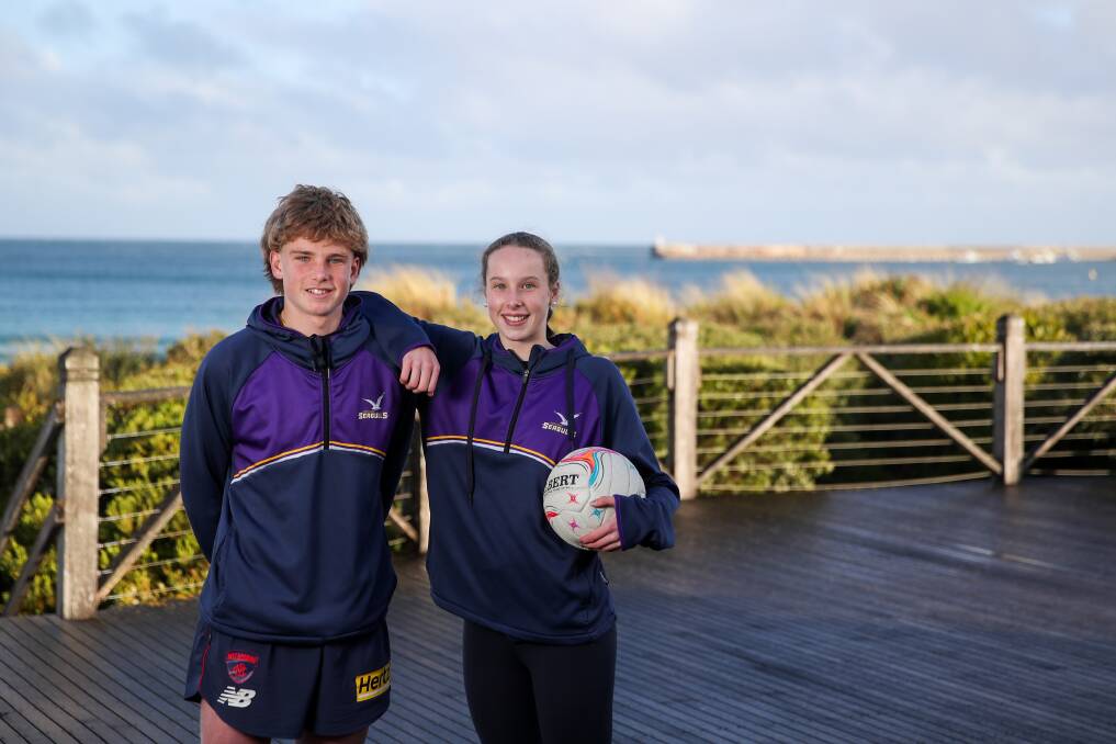 EARNING THEIR WINGS: Port Fairy siblings Oliver and Poppy Myers have played senior footy and netball respectively for the Seagulls in season 2021. Picture: Morgan Hancock 