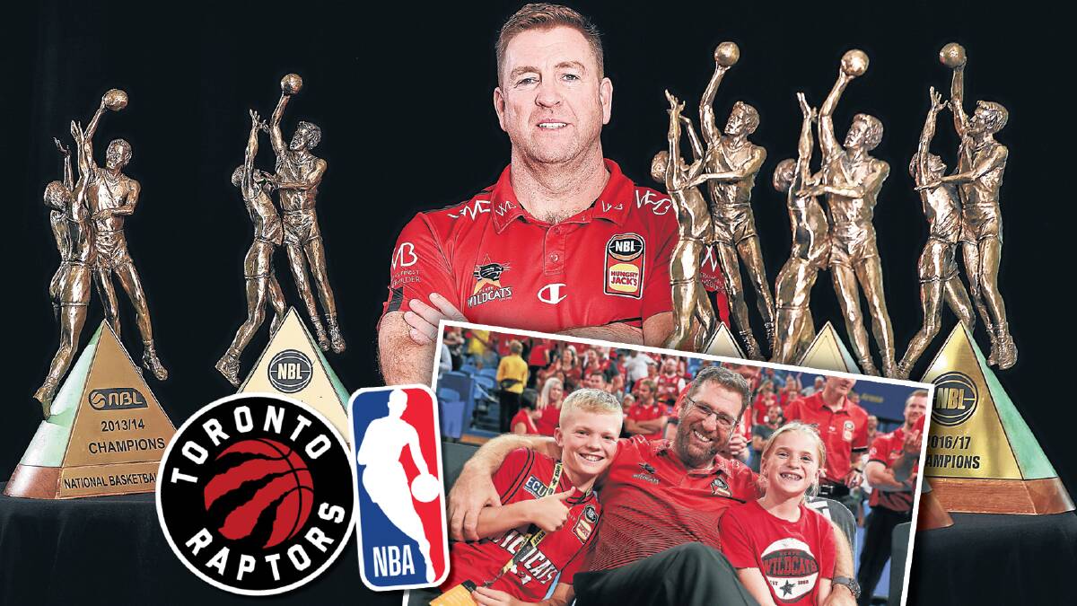 BIG STAGE: Five-time NBL championship-winning coach Trevor Gleeson is settling in at NBA club Toronto. His family, including children Taj and Shae, will move to Canada after the Australian school year. Pictures: Getty Images 