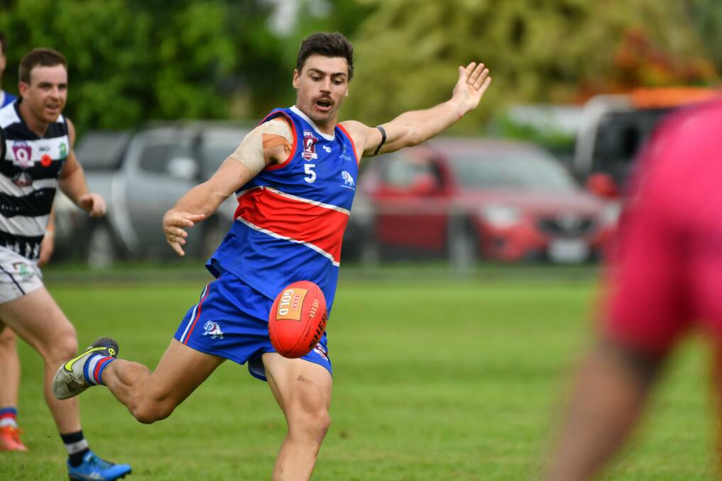 Koroit premiership player Lachie Rhook in action for Centrals Trinity Beach in the AFL Cairns competition. 