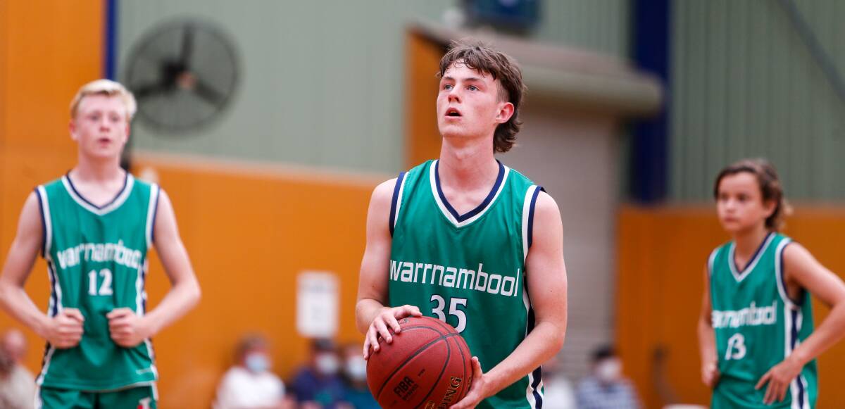 ON TARGET: Jaiden Wells represented Warrnambool Seahawks at the Basketball Victoria under 16 country championships. Picture: Anthony Brady 