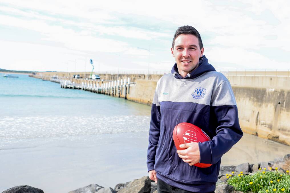 Jackson Bell, pictured at Warrnambool's breakwater, will play his 200th Hampden league game on Saturday. Picture by Anthony Brady 