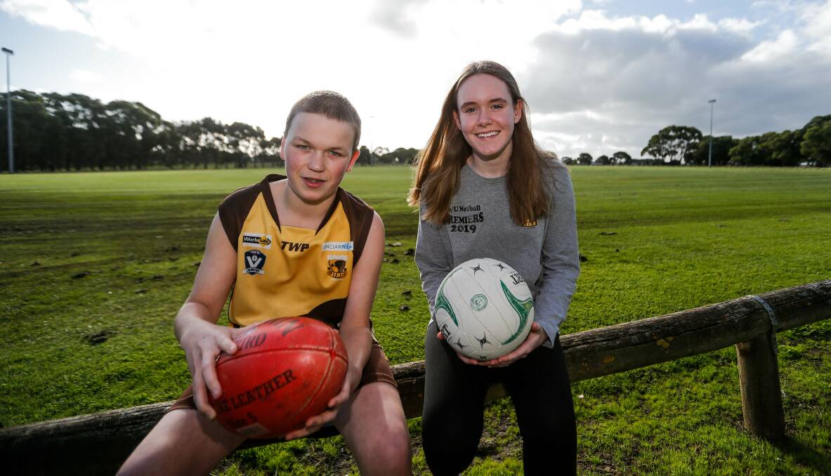 SIDELINED: Junior players such as Kelby Fleming, 13, and Emma McLaren, 15, are unsure if they will play in 2020 due to COVID-19 restrictions. Picture: Anthony Brady