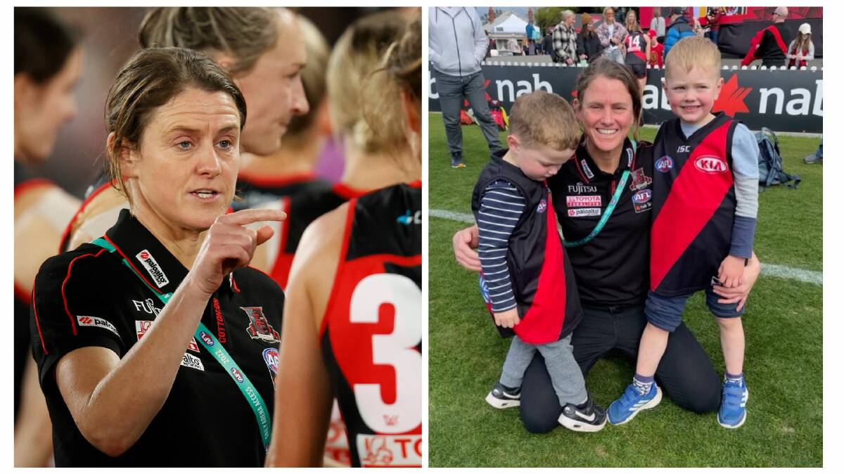 Essendon AFL coach Natalie Wood says nephews Sullivan and Rafferty Lynch are among her biggest fans. Main picture by Getty Images 