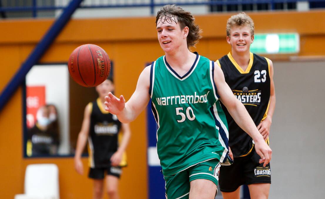 PODIUM FINISH: Warrnambool Seahawks' Reggie Mast was part of the team which finished runner-up at the Basketball Victoria under 16 country championships in Traralgon. Picture: Anthony Brady 