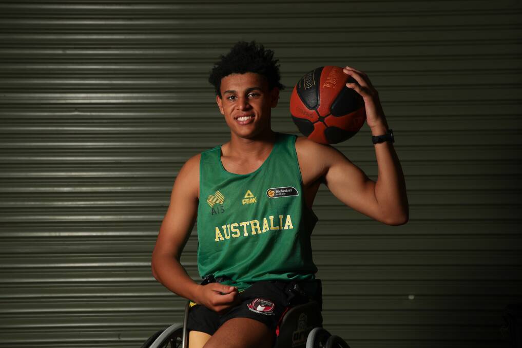 GREEN AND GOLD: Jaylen Brown is part of the Australian Rollers' wheelchair basketball program. Picture: Morgan Hancock 