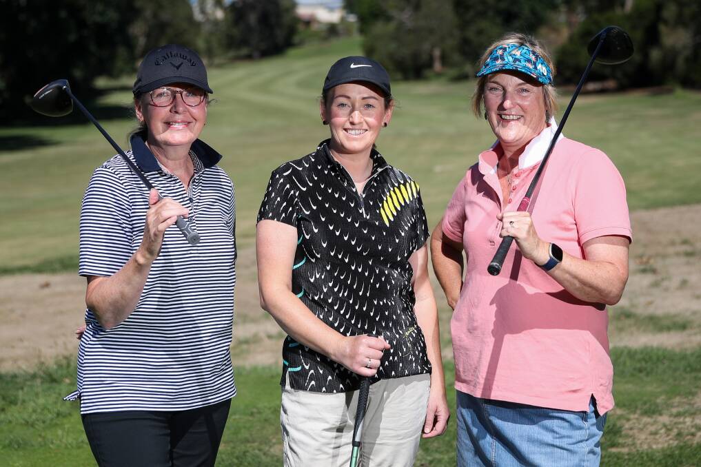 ACE TIME: Trish Taylor, Anna Kenna and Janine Fitzpatrick are part of a new influx of golfers in Terang. Picture: Morgan Hancock 