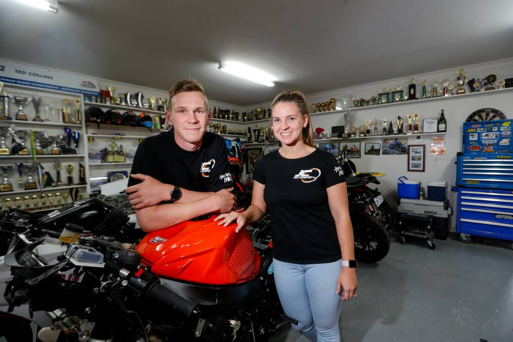 TEAM WORK: Ted Collins and girlfriend Tayla Relph are both heavily involved in motorsport. Picture: Anthony Brady 