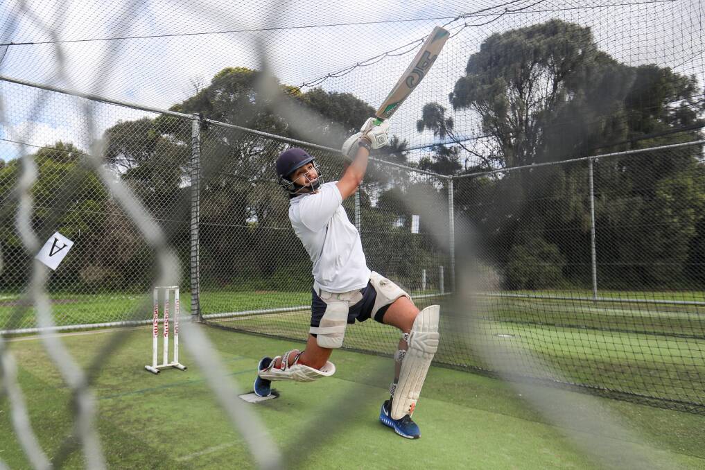 PRACTICE MAKES PERFECT: Dominic Bandara in the nets at Russells Creek earlier this season. Picture: Morgan Hancock