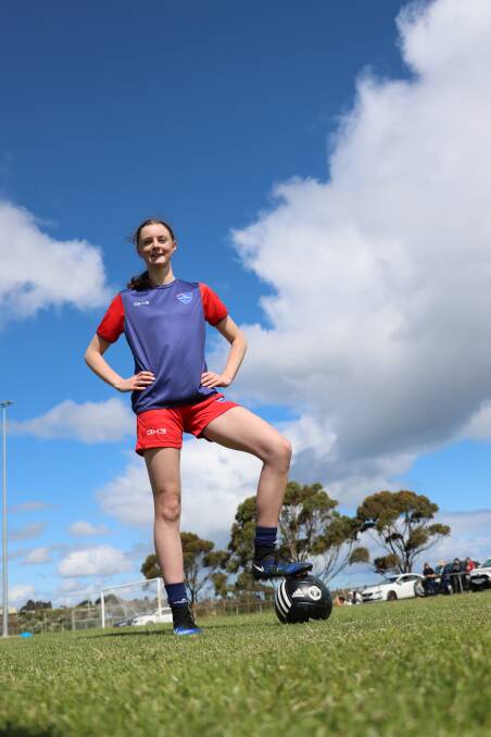 BRIGHT FUTURE: Warrnambool soccer player Molly Leslie, 15, plays for North Geelong as well as South West Victoria Football Association. Picture: Justine McCullagh-Beasy 