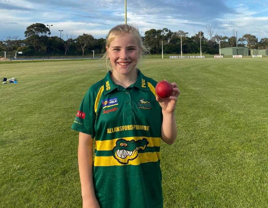 Allansford-Panmure cricketer Lily Shand, 12, took a hat-trick in the under 14 girls' competition. Picture supplied 