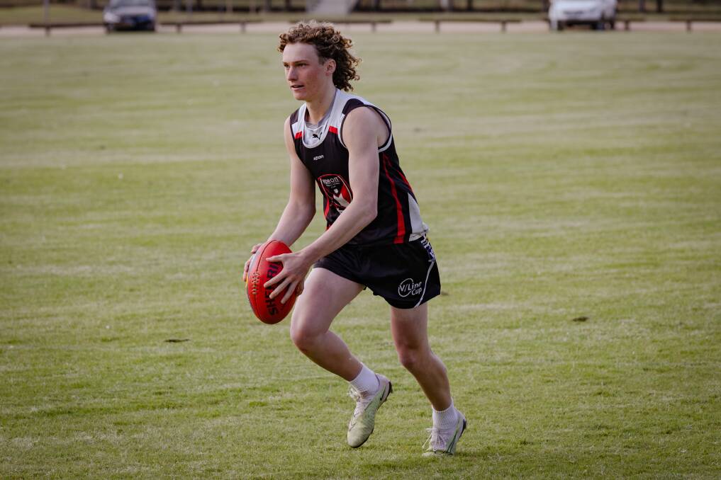 Jett Grayland trains with Koroit's senior side in the lead-up to the 2024 season. Picture by Sean McKenna 