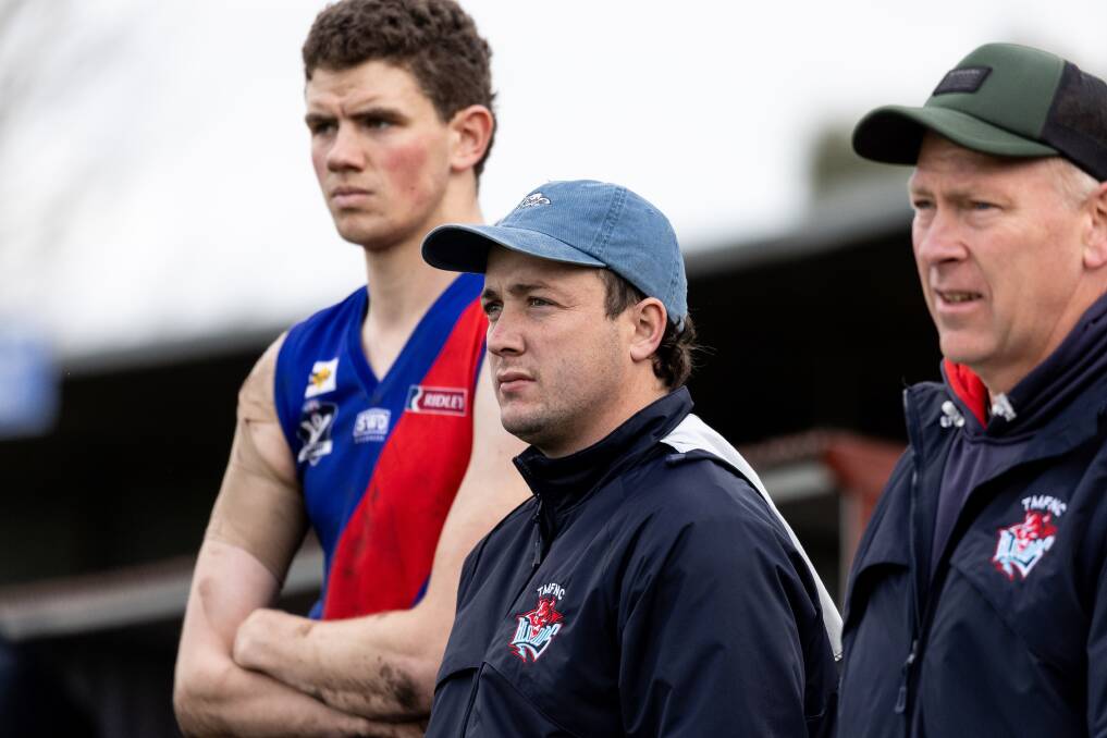 Terang Mortlake coach Lewis Taylor on the sidelines in 2023. Picture by Anthony Brady 